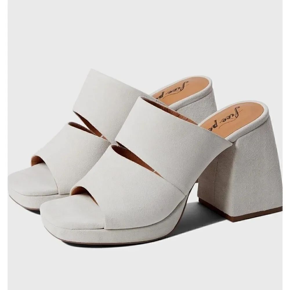 Free People NWOT Love Is Everywhere Platform Sandal Salt Gray Size 38.5 US 8.5